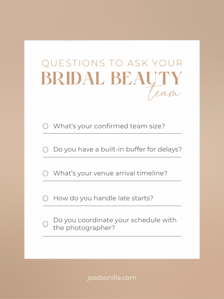 questions to ask your bridal beauty team