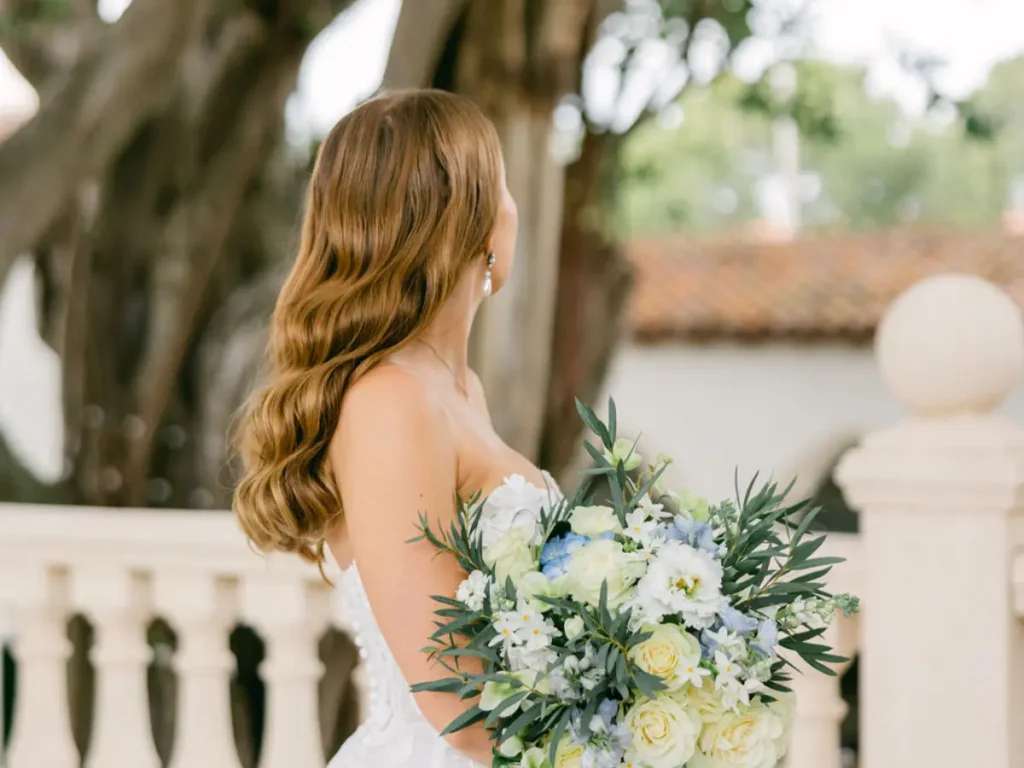 bridal hair extensions holding through a humid outdoor South Florida wedding