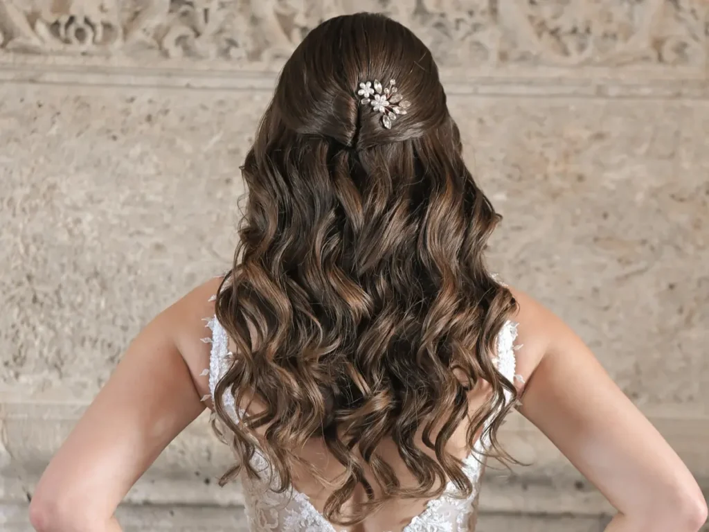 Bridal hair with clip-in extensions added for fullness and length